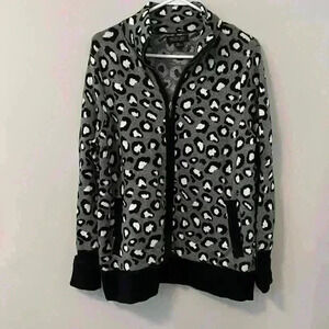 Rachel Zoe Size Large  Zip Up Sweater Jacket Leopard Print